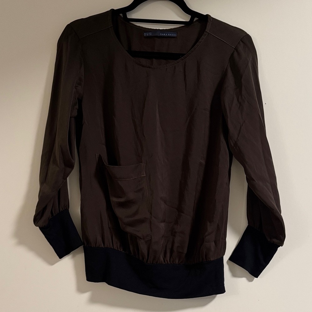 Zara Brown Long Sleeve Blouse